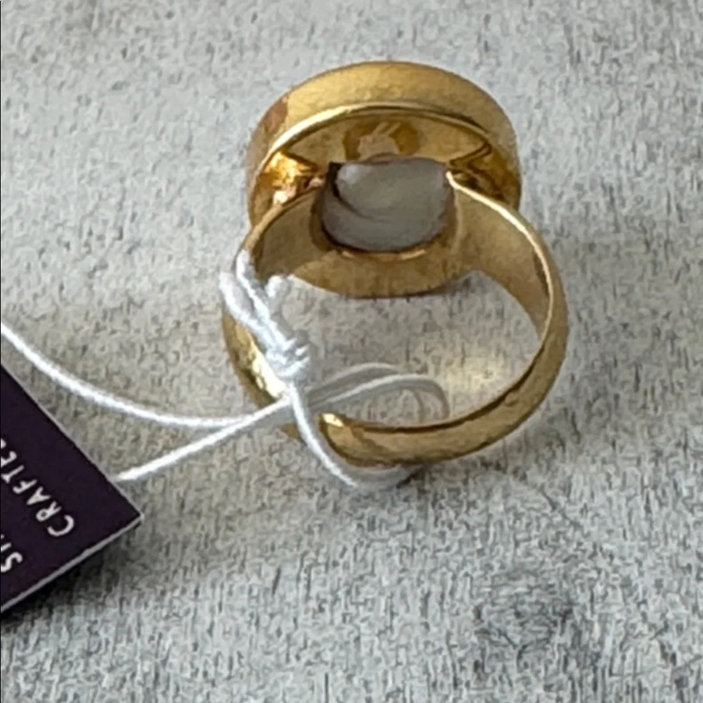 SHAANTI JEWELS Gold Plated 925 Sterling Silver Baroque Moth of Pearl Ring 7.5